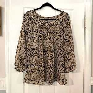 Chicos Super Cute Sheer Blouse in Wild Cat Print